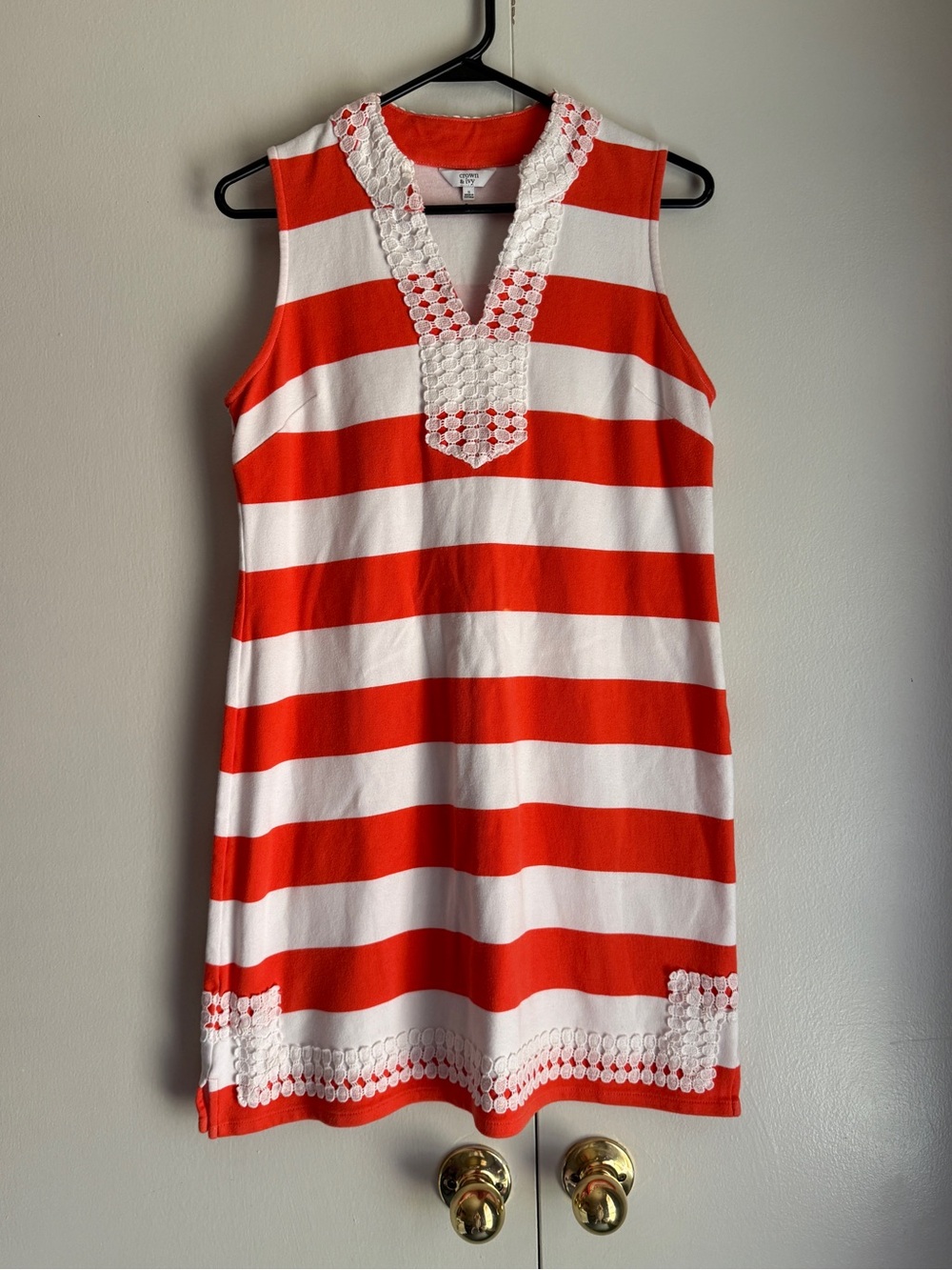 Crown & Ivy Orange White Striped Tunic Dress Women's Size Small